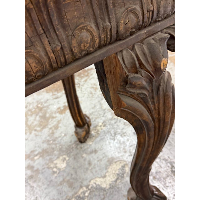 Wood Antique Carved Wood Marble-Top Console Table, 19th Century For Sale - Image 7 of 12