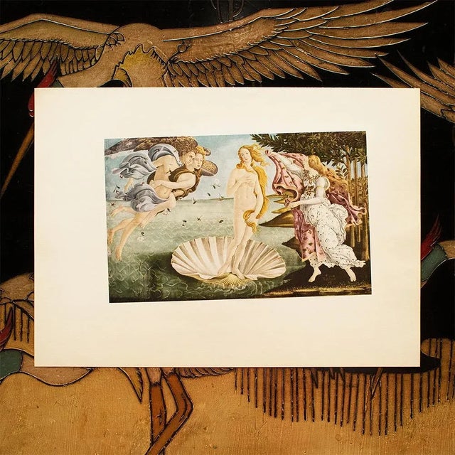 Renaissance 1953 After Botticelli "The Birth of Venus", First Edition Vintage Full-Color Print For Sale - Image 3 of 8