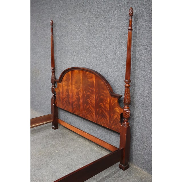 Thomasville Queen Size Mahogany Four Poster Bed With Flame Mahogany Headboard For Sale - Image 11 of 12