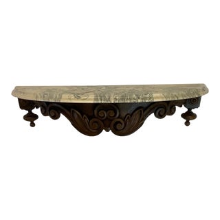 Mid 20th Century Syroco Burwood Faux Marble & Wood Jacobean Style Wall Shelf. For Sale