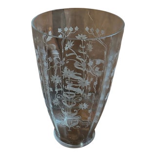 Antique Tiffin-Franciscan Etched Crystal Vase For Sale