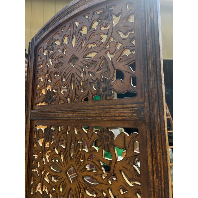 1970s Hand Carved Wooden Large Screen/Room Divider For Sale - Image 4 of 11