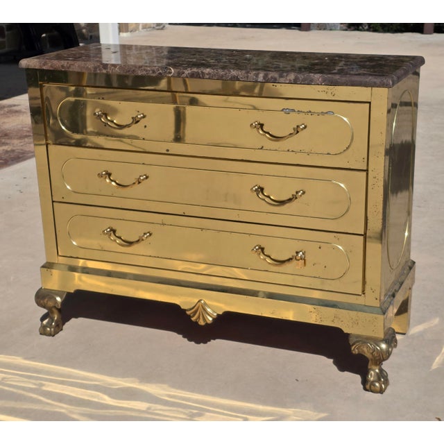 Brass Clad Dresser With Marble Top by Harden Furniture Company For Sale - Image 11 of 18