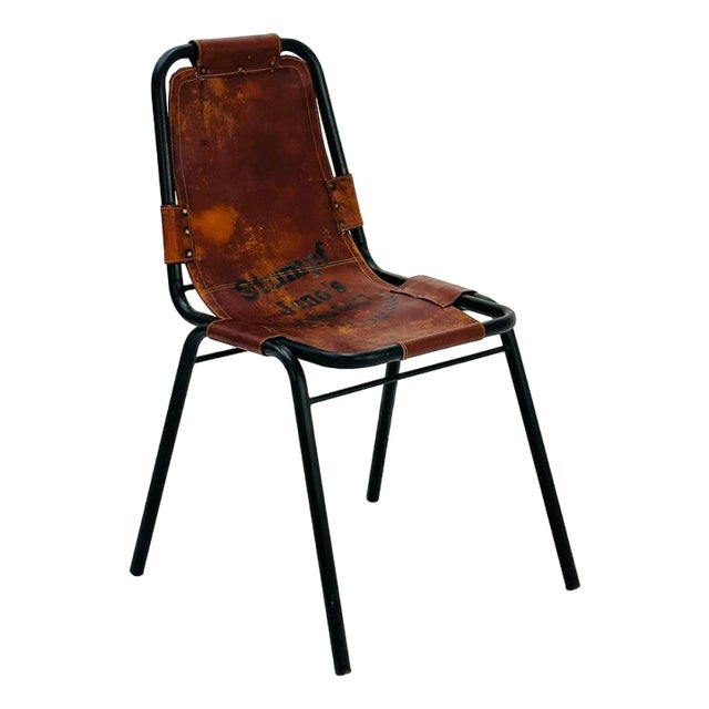 Bauhaus Les Arcs Cognac Leather Chair by Charlotte Perriand, 1980s For Sale