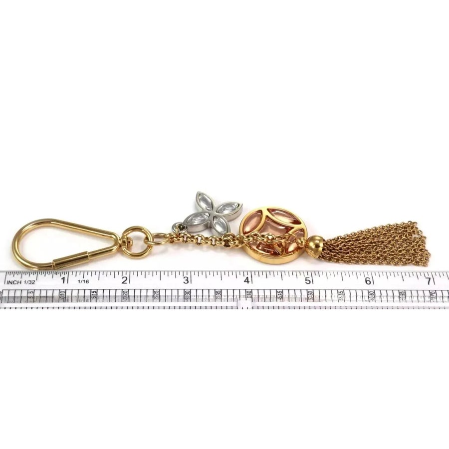 Louis Vuitton Monogram Crystal Gold Metal Finish Tassel Bag Charm