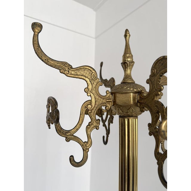 Metal Vintage Italian Brass Hall Tree Coat Rack with Umbrella Stand, 1960s For Sale - Image 7 of 18