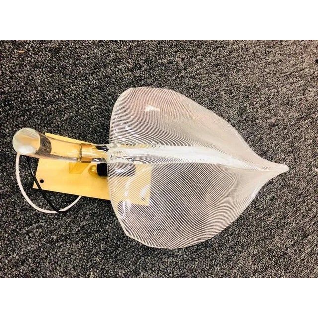 Glass Murano Glass Leaf Sconces With a Zebra Stripe Pattern - a Pair For Sale - Image 7 of 11