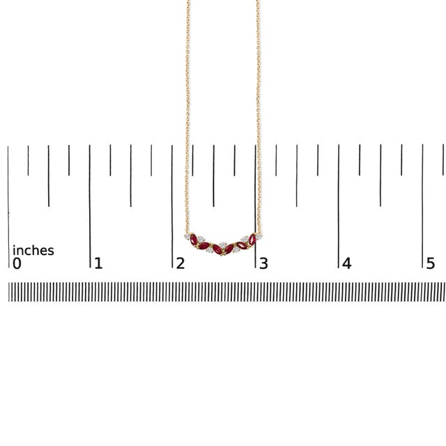 Early 21st Century 14K Yellow Gold Red Ruby and Diamond Trio Bar Line Necklace For Sale - Image 5 of 5