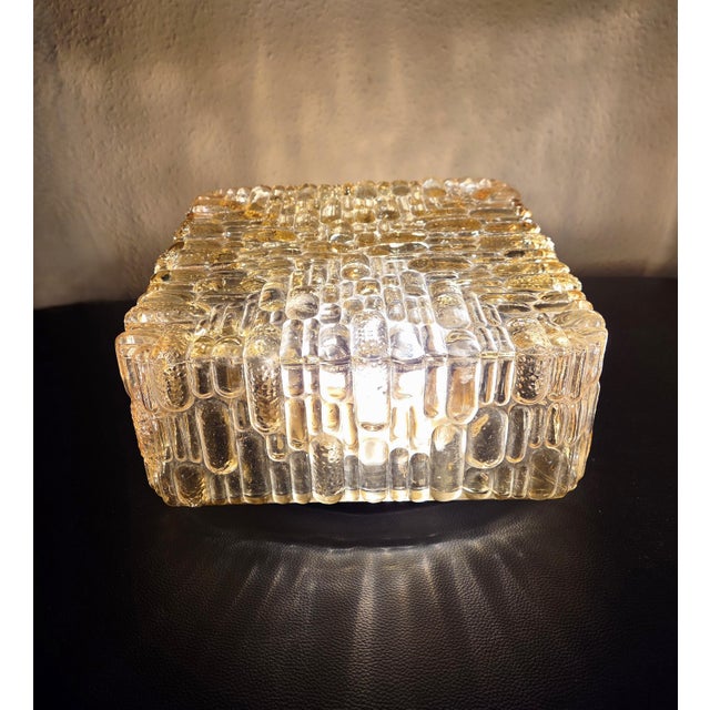 Mid-Century Modern Vintage Bubble Glass Flush Mount Lamp in Light Gold, 60s German Honey Crystal Deco For Sale - Image 3 of 14