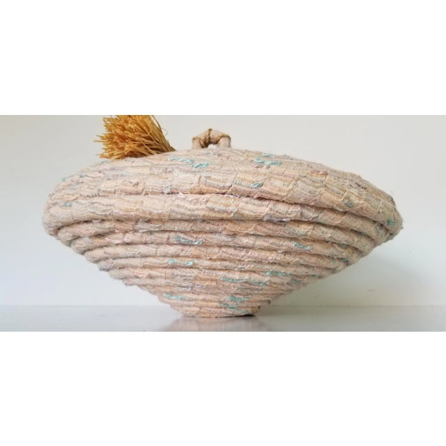 For your consideration we are presenting for sale this fantastic Vintage art hand woven wool decorative Vase with Lid and...