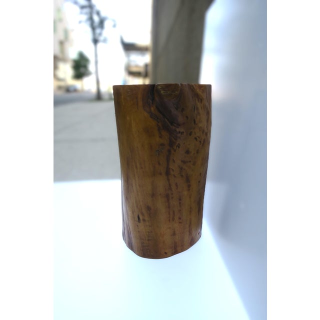 Pedestal Side Drinks Table, Natural Wood Trunk, Organic Modern Style For Sale - Image 14 of 15