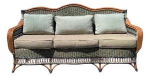 Vintage 1980s Braxton Culler Style Rattan Sofa