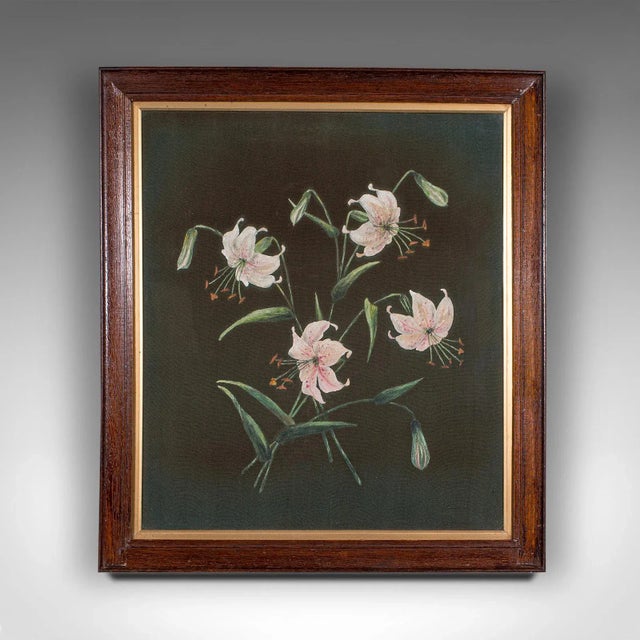 This is an antique framed panel. An English, hand-painted cotton screen, dating to the Edwardian period, circa 1910....