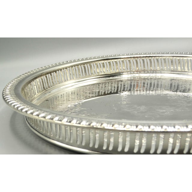 Metal Mid Century Silver Plate Serving Drinks Tray For Sale - Image 7 of 10