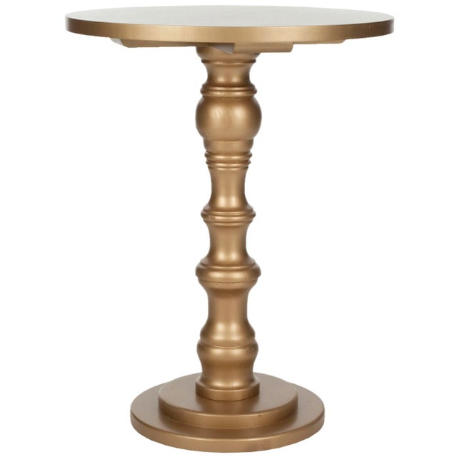 Round Top Accent Table in Gold For Sale - Image 4 of 4