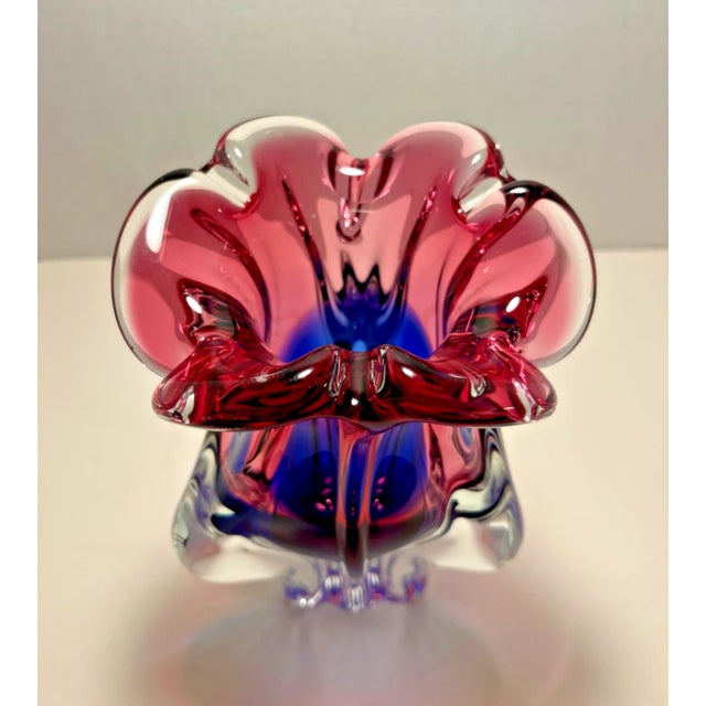 1960's Josef Hospodka Czech Hand Blown Art Glass Pink & Blue Sommerso Vase For Sale - Image 4 of 7