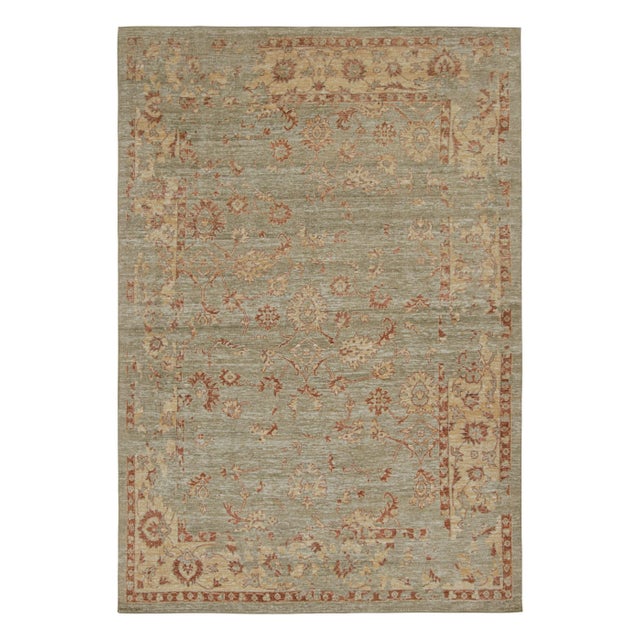 2010s Rug & Kilim’s Oushak Style Rug in Green With Gold and Rust Floral Patterns For Sale - Image 9 of 9