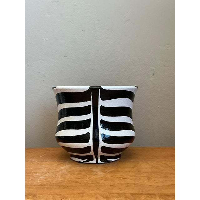 Late 20th Century Vintage Italian Zebra Striped Cache Pot For Sale - Image 5 of 13