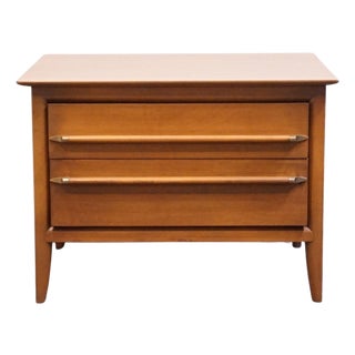 Willett Furniture Solid Hard Rock Maple MCM Mid Century Modern 29" Two Drawer Nightstand For Sale