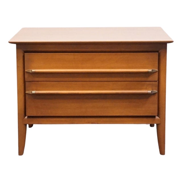 Willett Furniture Solid Hard Rock Maple MCM Mid Century Modern 29" Two Drawer Nightstand For Sale