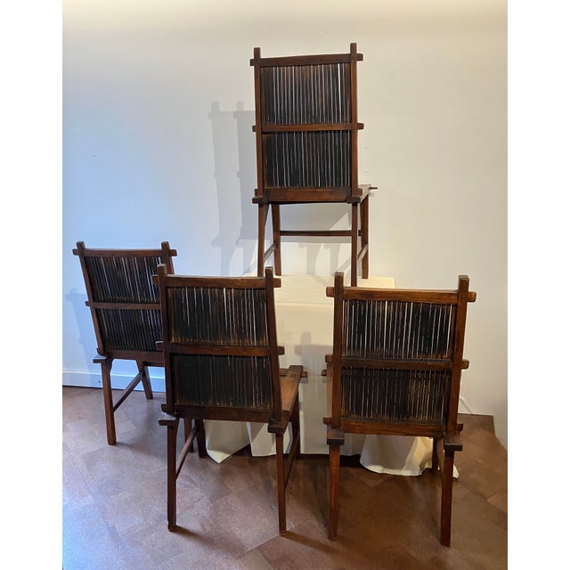 Set of Four Vintage Chinese Vernacular "Lamp-Hanger" Side Chairs For Sale - Image 6 of 18