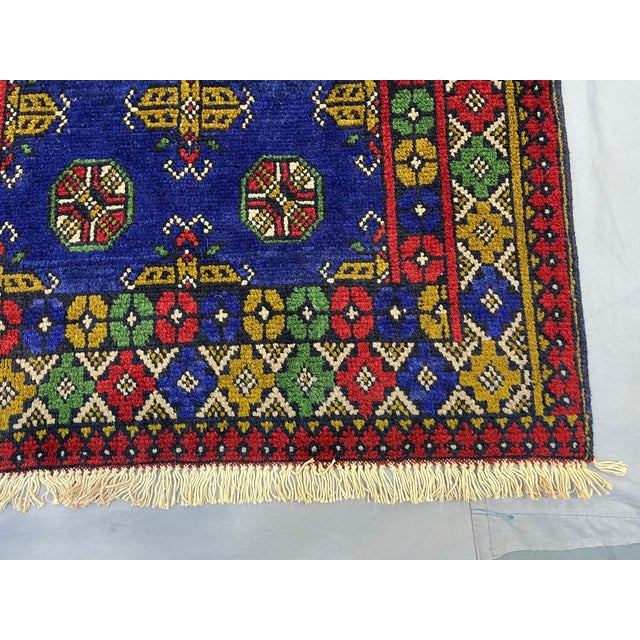 Cobalt Blue Turkmen-Style Mori Gul Wool Runner Rug, 2'8" X 9'3" For Sale - Image 10 of 15
