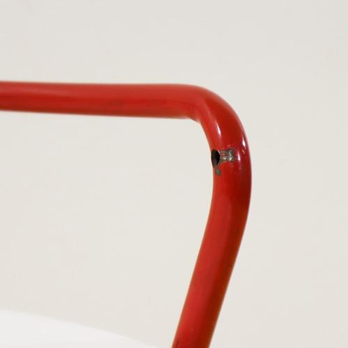 Wood Red Metal Step Stool with White Plastic Seat from Norda For Sale - Image 7 of 12