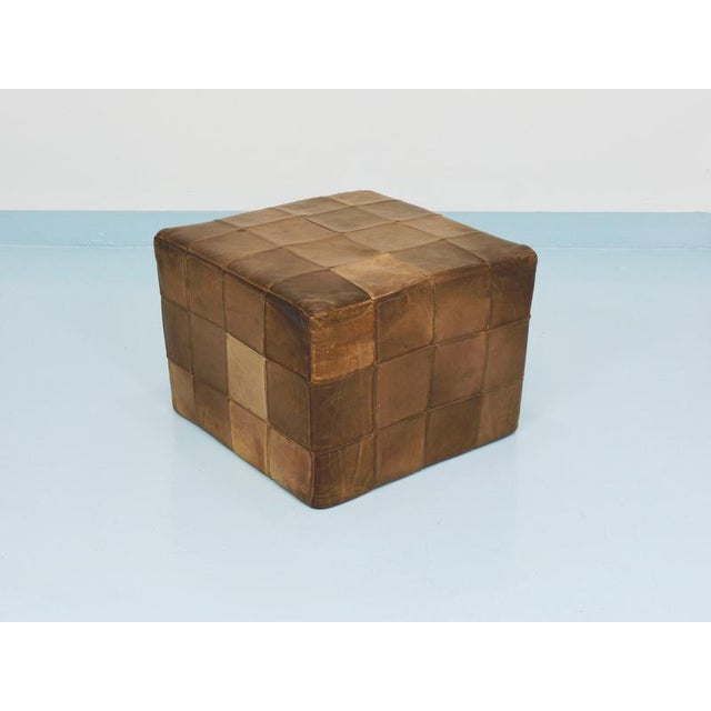 Patchwork Leather Cube Ottoman from de Sede, Switzerland, 1970s For Sale - Image 12 of 18
