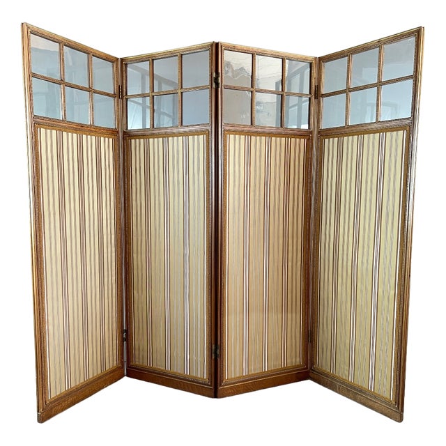 Antique 19th Century 4-Panel Folding Screen For Sale