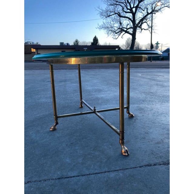 Mastercraft Brass Hoofed End Table in Faux Bamboo Manner of Jansen For Sale - Image 11 of 13