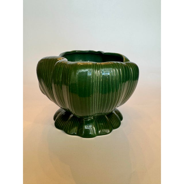 Mid 20th Century Vintage Art Deco Style Wavy Decorative Ceramic Bowl, Forest Green For Sale - Image 5 of 8