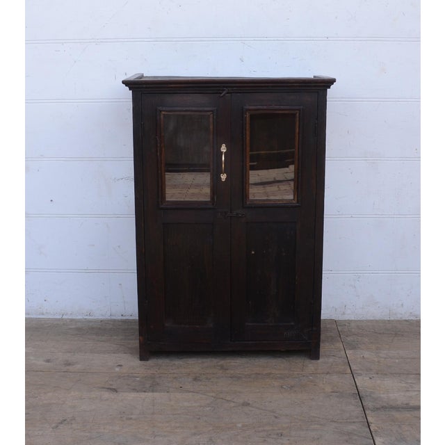 Farmhouse Solid Reclaimed Teak Wood Fronted Glass Cabinet For Sale - Image 3 of 6