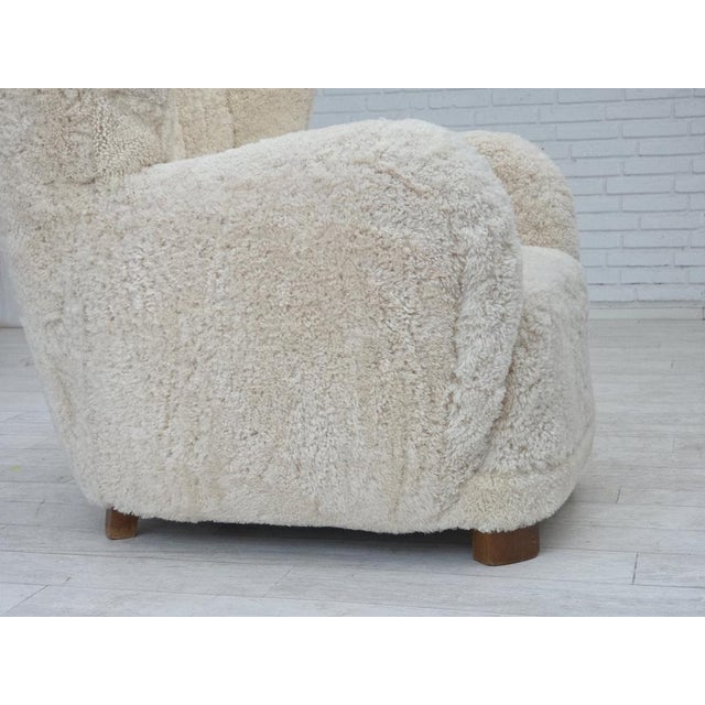 Danish Highback Armchair in Sheepskin, 1960s For Sale - Image 13 of 18