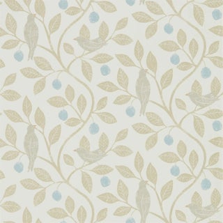Sanderson Damson Tree Wallpaper in Denim/Barley For Sale