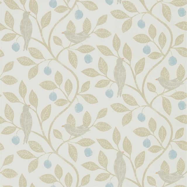 Sanderson Damson Tree Wallpaper in Denim/Barley For Sale