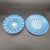 Mid-Century Modern Mid-Century Sydenstricker 'Lace' Blue Ruffled Art Glass Bowl and Plate Set For Sale - Image 3 of 11