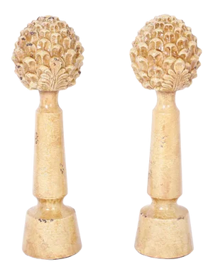 Terracotta Artichoke Garnitures - A Pair