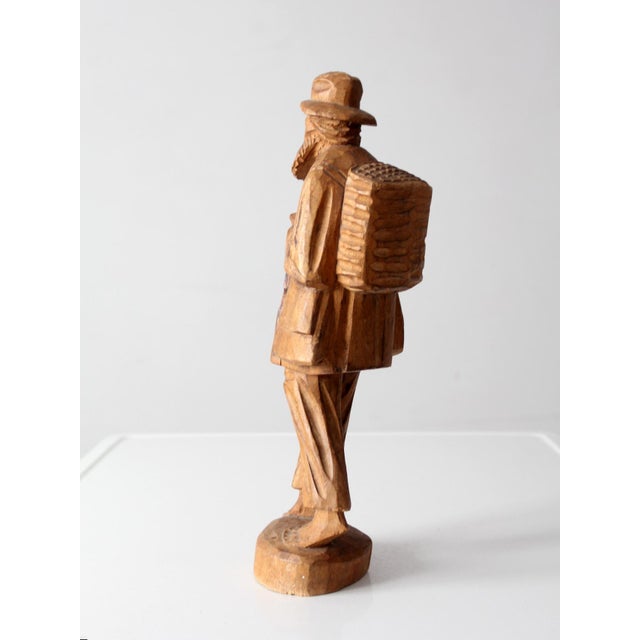 Mid-Century Folk Art Wood Carving Peddler Figure For Sale - Image 4 of 11