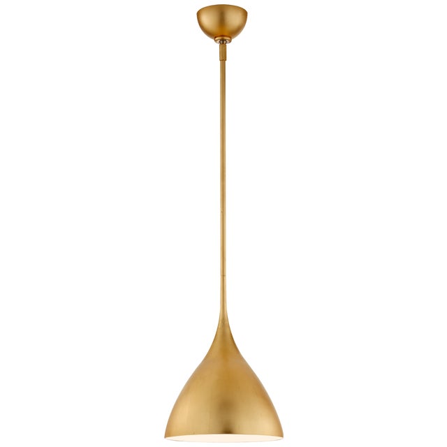Modern AERIN for Visual Comfort Signature Agnes Small Pendant in Gild with White Interior For Sale - Image 3 of 4