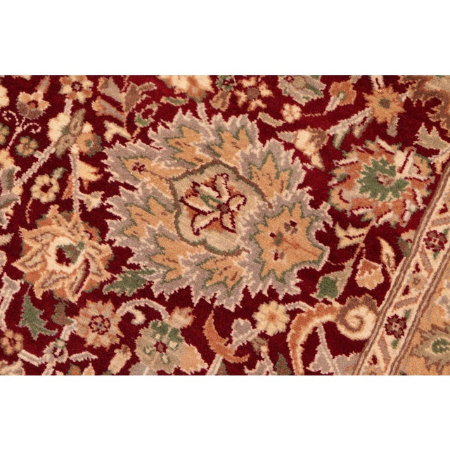Floral 1990's Pak-Persian Maroon/Green Wool Rug - 6'1'' X 9'0'' For Sale - Image 4 of 9