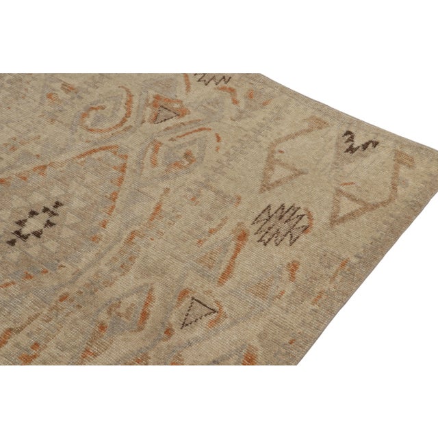 2010s Rug & Kilim’s Distressed Style Rug in Beige-Brown, Blue & Rust Tribal Patterns For Sale - Image 5 of 7