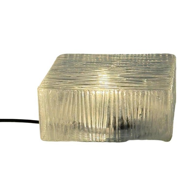 Bauhaus Vintage Ceiling or Wall Mounted Lamp with Ribbed Glass and Metal Mount, Former Czechoslovakia, 1970s For Sale - Image 3 of 8