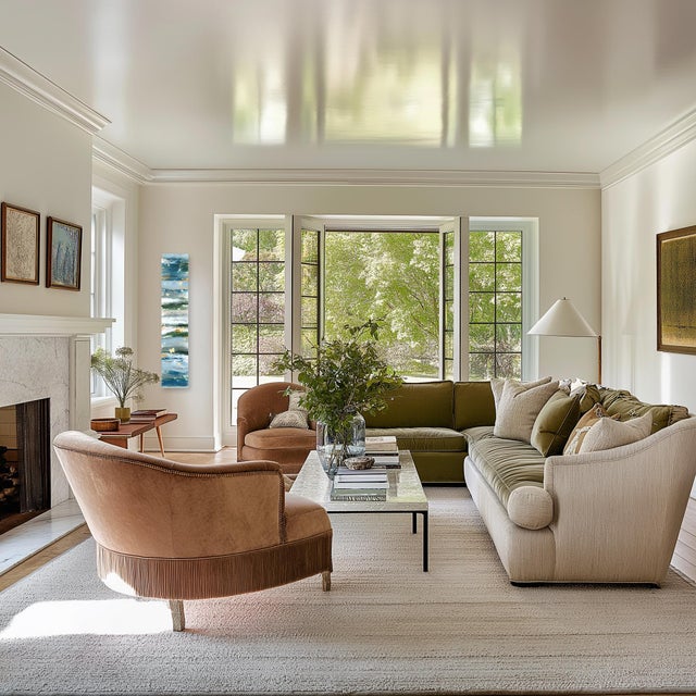 Sky Blue Butterfly Kisses - Abstract Water Sky Blue Green Textural Mixed Media Painting Original Artwork by Amber Goldhammer For Sale - Image 8 of 9