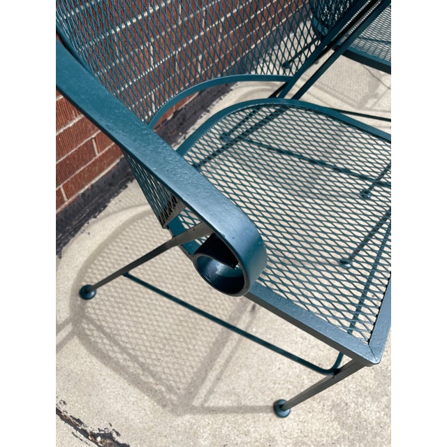 1960s Woodard Wrought Iron Patio Radar Atomic Set Table 4 Chairs, Attributed For Sale - Image 4 of 11
