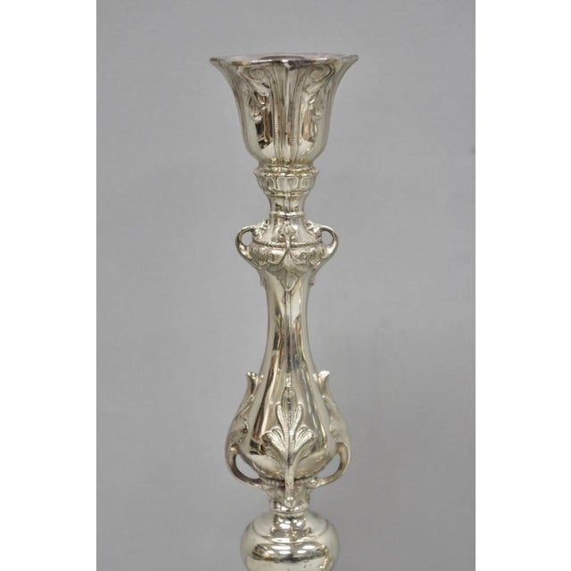 Rococo Antique Silver Plated WMF Warsaw Imperial Russia 12" Candlestick Holders - Pair For Sale - Image 3 of 18