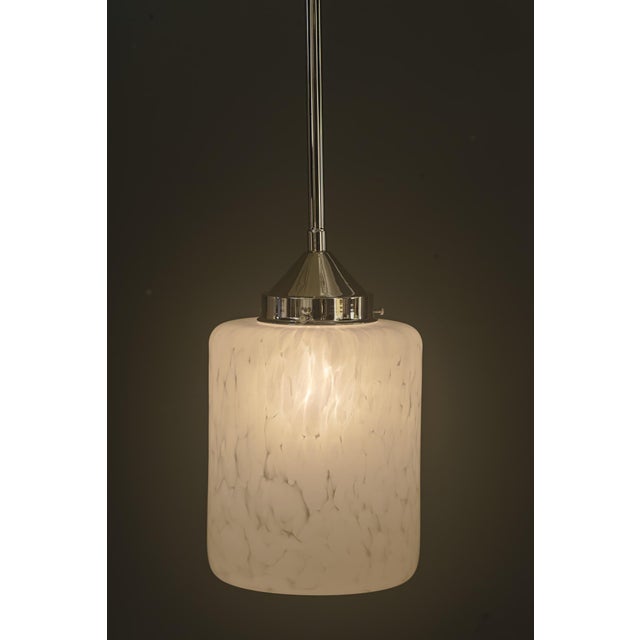 Art Deco Nickel-Plated Pendant with Glass Shade, Vienna, 1920s For Sale - Image 10 of 17
