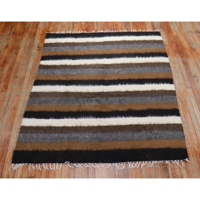Early 21st Century Striped Turkish Mohair Rug - 5'3" x 6'7" For Sale - Image 14 of 18