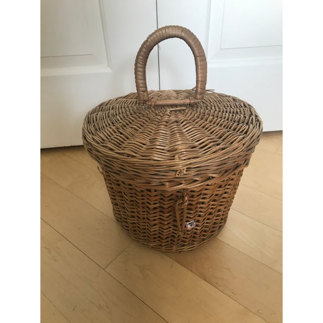 Vintage Round Wicker Basket With Lid Chairish