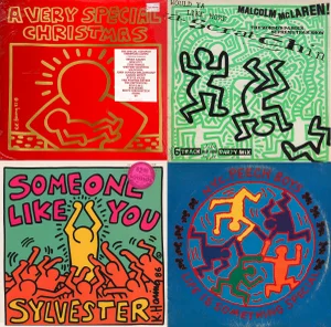Original Keith Haring Record Art: Set of 4
