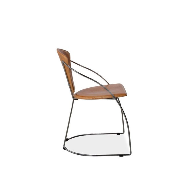 Interio Croma Steel Tube Chairs in Natural Leather, Set of 4 For Sale - Image 9 of 12